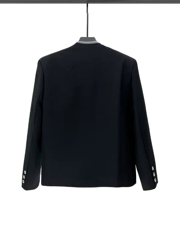 Minimalist Collarless Suit Jacket
