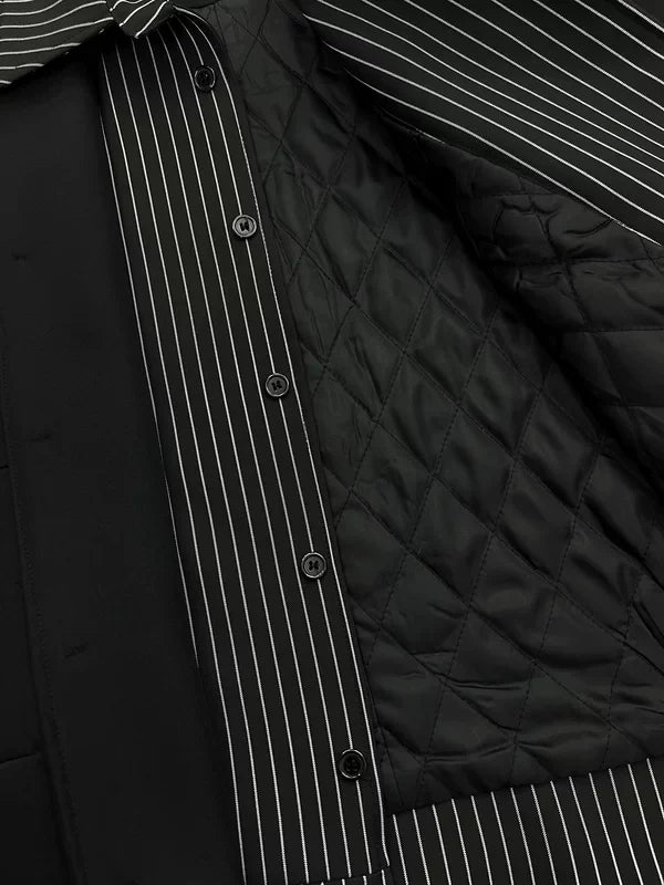 Layered Striped Lapel Deconstructed Jacket